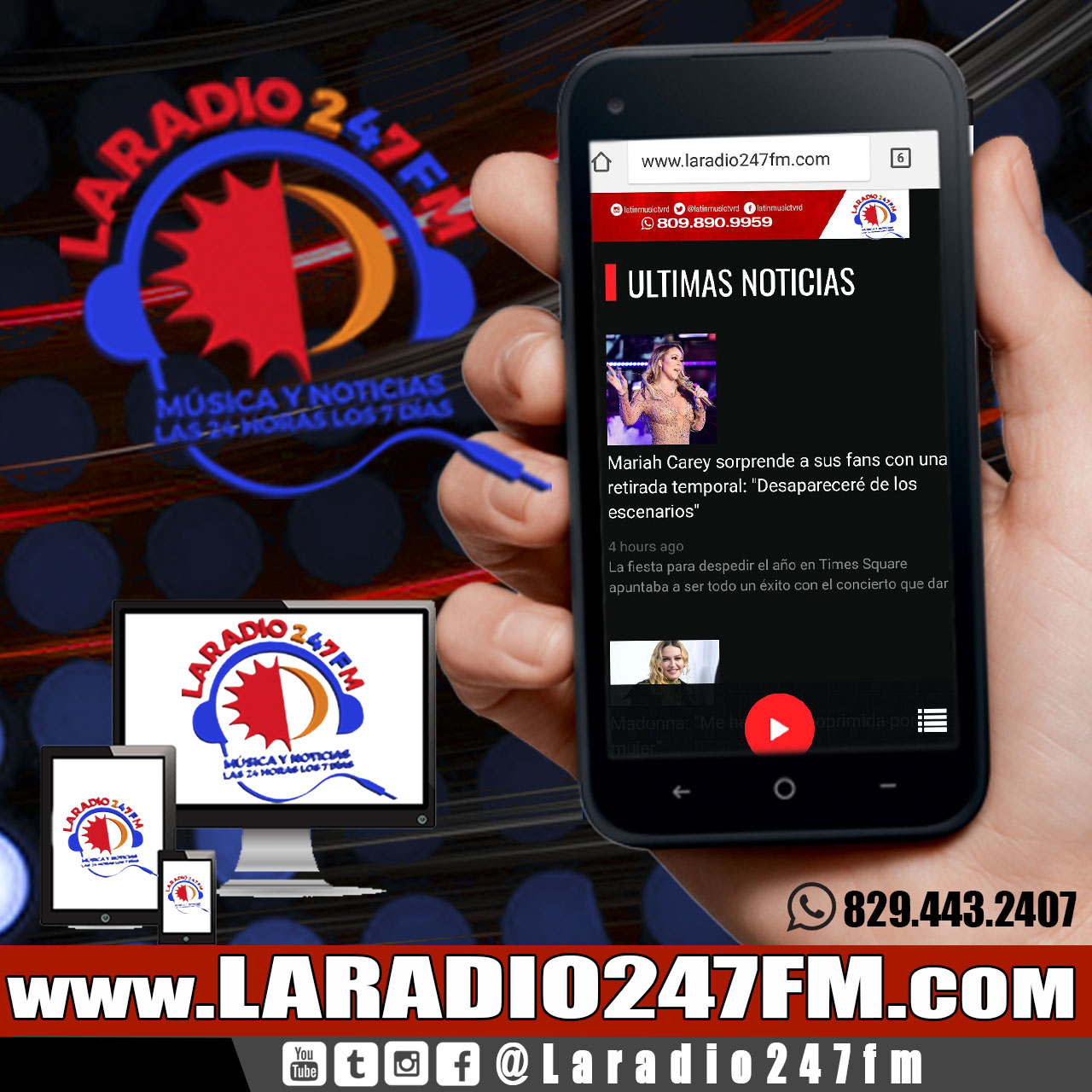 ENTRA WWW.LARADIO247FM.COM TU EMISORA  PARA Q ESCUCHES LA MEJOR PROGRAMACION TROPICAL URBANA