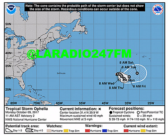 Se forma tormenta tropical Ofelia en el centro del Atlántico